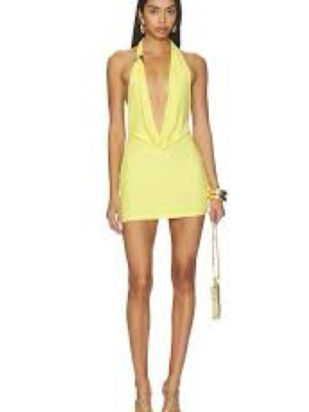 superdown Yellow Halter Backless Mini Dress